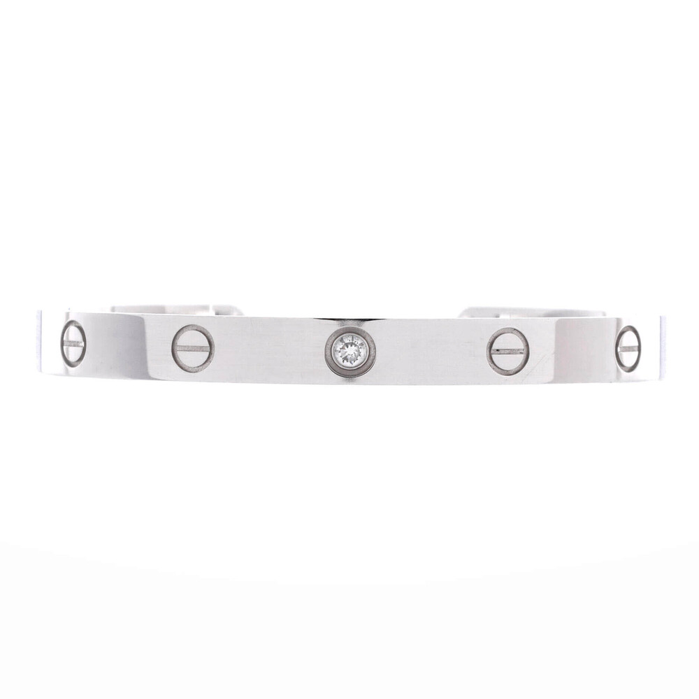 Cartier Love 1 Diamond Cuff Bracelet 18K White Gold with Diamond